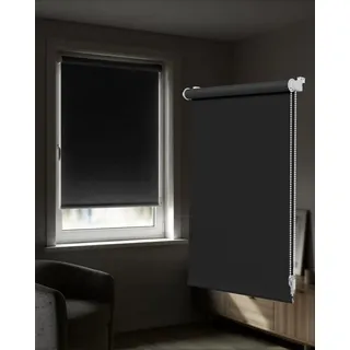Victoria M. Tenebra Verdunkelungsrollo Klemmfix Rollo Fensterrollo, Sichtschutz, Verdunkelnd, Ohne Bohren inkl. Montagematerial, 115 x 220 cm, Schwarz