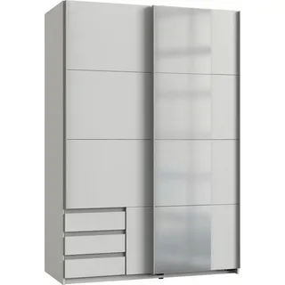 Wimex Schwebetürenschrank Emden moderner Kleiderschrank mit Spiegel und Schubladen Schlafzimmer Schrank Garderobenschrank mit Schwebetüren Topseller weiß 135 cm x 198 cm x 64 cm
