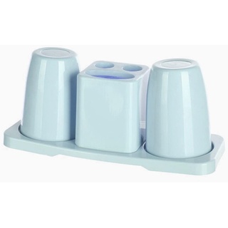 IKAAR Badbürstbecher Zahnbürstenhalter Aufbewahrungs-Organizer fürs Badezimmer Caddy aus Kunststoff mit Doppel-Zahnputzbecher Blau
