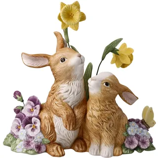 Osterhase GOEBEL "Frühlingserwachen" Dekofiguren Gr. B/H/T: 12 cm x 26,5 cm x 24 cm, bunt Dekofiguren Sammelfigur, Hasenpaar mit Blumen