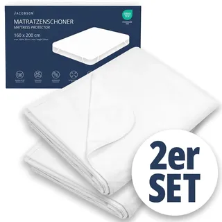 JACOBSON Matratzenschoner 160 x 200 cm - 2er Set - wasserdichte Matratzenauflage - atmungsaktiver Matratzenschutz (160x200cm, 2er Set)