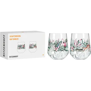 RITZENHOFF 3701003 Gin-Glas 700 ml - Serie Schattenfauna Set - 2 Stück Tumbler mit Tiermotiv Leopard - Made in Germany