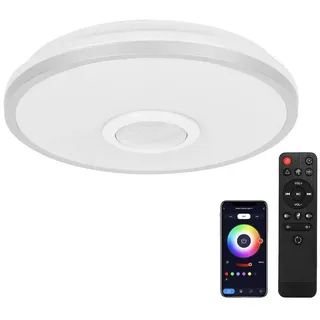 BlingBin LED Deckenleuchte Dimmbar mit Bluetooth Lautsprecher LED Deckenlampe mit Fernbedienung, Fernbedienung, Bluetooth-APP-Steuerung für Mobiltelefone, LED fest integriert, Warmweiß, Kaltweiß, RGB bunt, APP-Steuerung LED Musik Deckenlampe mit RGB Farbwechsel weiß