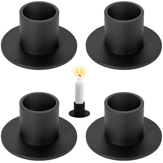 Kerzenständer Stabkerzen, YSYZM 4 stück Kerzenhalter Stabkerze, Stabkerzenhalter Schwarz Metall Candle Holder Kerzentülle Kerzenleuchter Kerzenhülsen (Runden)