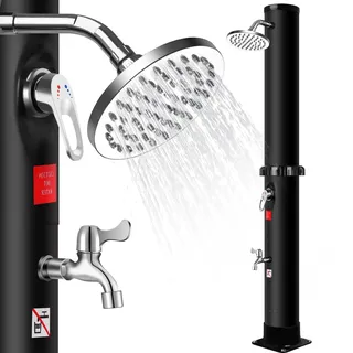 Thotvend Solardusche 40 Liter Solardusche Garten Gartendusche Aussendusche mit Drehbarem Regenduschkopf und Wasserhahn, Pooldusche Camping Dusche Warmwasser bis 60°C, Ohne Stromanschluss