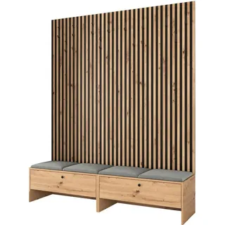 Mirjan24 Garderobe, Grau, Holzwerkstoff, 4-Sitzer, 170x206x44 cm, Garderobe, Garderoben-Set & Garderoben-Serien, Garderoben-Sets