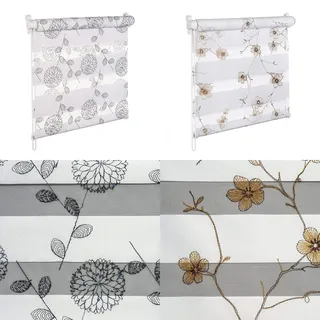 DOPPELROLLO MIT Pailetten UND GLANZFASER Kupfer BRAUN Weiss SCHWARZ Blumenmuster (Blumen Kupfer Glanzfaser, 110x150 cm)