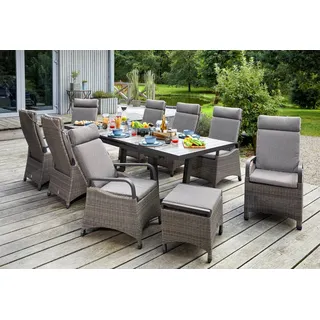 LC Garden Garten-Essgruppe Komido« Dining Set I Sitzgruppe Gartenset omega braun, (Set, 7-tlg), ausziehbarer Tisch braun