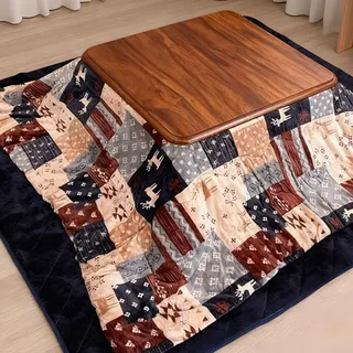 SZKTHD Kotatsu Heiztisch-Set Vier Sets Mit Heizstrahler Und Decke Im Japanischen Stil 80/120 cm, Holz-Tee- Und Couchtisch Fürs Schlafzimmer Für Warme Wintertage(Blue-A,80 * 120 * 40cm)