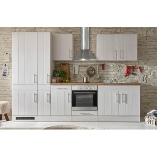 Küchenzeile mit Geräten 300 cm Weiß/Lärche Dekor