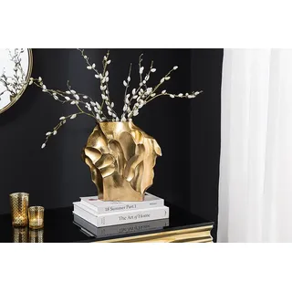 riess-ambiente Dekovase LIQUID 30cm gold · Blumenvase aus Metall für Wohnzimmer & Schlafzimmer (Einzelartikel, 1 St), Tischdeko · handmade · Hammerschlag Design · Accessoire goldfarben
