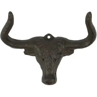30GO Wandhaken aus Gusseisen, Longhorn-Lenker, 12,7 cm, Stierkopf, dekorativer Aufhänger, strapazierfähig, rustikal, Western-Dekoration, inklusive Schrauben und Dübeln
