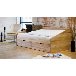 Bett mit Bettkasten - 90x200 cm - Kernbuche natur - Funktionsbett Dänemark