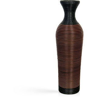 Hohe Bodenvase, 70 cm, große Bodenvase, handgefertigte Vase für Heimdekoration, Vintage-Schwarz-Orange