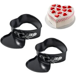 EUBSWA Mini Herz 12cm Backformen 2 Stück, Kleine Herz Springformen Kuchen Backform, Mini Herz Kuchenbackformen mit Antihaftbeschichtung