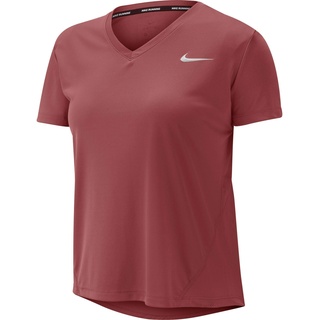 Nike Damen Miler Vneck T-Shirt, (Cedar/Reflective Silver), (Herstellergröße: Large)
