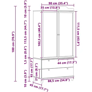 vidaXL Kinderkleiderschrank ROROS 90 x 45 x 180 cm Holzwerkstoff weiß