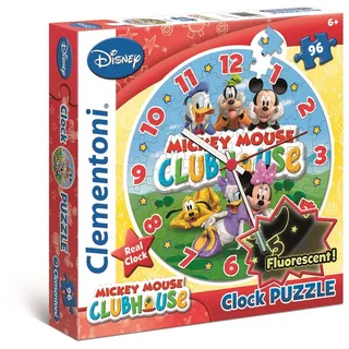 Clementoni 23018.1 - Puzzleuhr Mickey Mouse Club Haus, 96 Teile