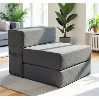 Schlafsessel mit Bettfunktion 75 cm – bequemes Gästebett, Cord, faltbar.