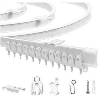 Coonoor Gardinenschiene Biegbares Vorhangschienensystem, Flexible Kurven-Schienen, Deckenmontage, Ideal für verschiedene Fensterformen 300 cm