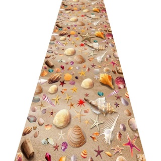 ZRUYI Läufer Teppiche Flur Teppich Korridor Teppich Eingang Matte 3D Strand Seestern Muschel Muster Modern Sanft Feuchtigkeitsaufnahme Eingangsteppiche, Anpassen Größe (Color : A, Size : 0.8x4m)