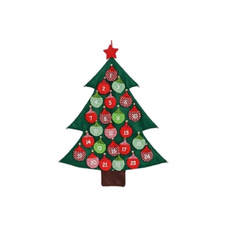 Großer Adventskalender Tanne Tannenbaum Baum mit Kugeln zum Befüllen und Schlaufe zum Aufhängen 73 x 95 cm
