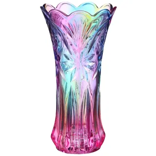 BESPORTBLE Glasvase Bunt 9.45In Bunte Vase Mit Breiter Öffnung Für Blumen Deko Irisierendes Glas Farbig Für Stilvolle Tischdekoration Zuhause Und Hochzeit