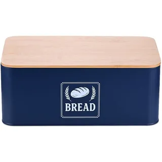 Relaxdays Brotkasten Metall Dunkelblau