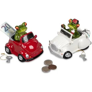 Sparbüchse Spardose mit Schloss Frosch im Auto 15cm sortierter Artikel Lieferumfang 1 Stück