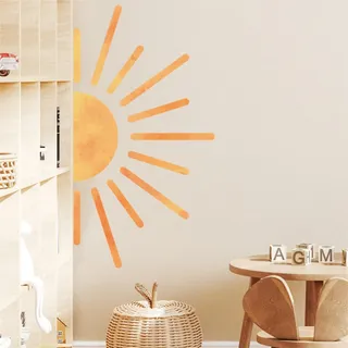 Sonne Wandsticker, Wandtattoo Sonne Kinderzimmer, Selbstklebend Wandaufkleber Boho Sonne Wandaufkleber für Babyzimmer Mädchen Schlafzimmer (C)