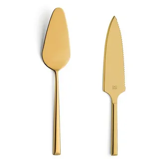Beckmann & Rommerskirchen Tortenheber-Set, 2-tlg., Edelstahl, Gold | Kuchenmesser mit gezahnter Klinge aus 18/10 Edelstahl, spülmaschinengeeignet und dauerhaft hochwertig verarbeitet
