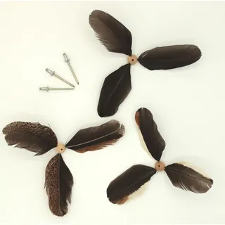 Ersatzfedern Propeller für Vogel Möwen Windspiel aus Echten Federn, 14 cm Ø, 3 Stück mit Popniet zur Befestigung