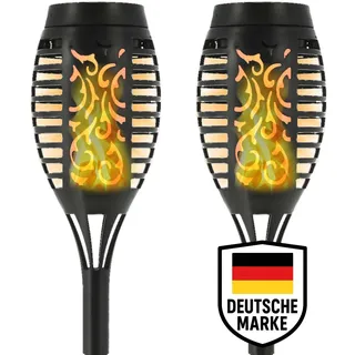 mucHome Solarlampe für Außen Gartenfackel mit realistischem Flammeneffekt 51cm Wasserdicht Solarleuchte Solar für Garten Balkon Deko Beleuchtung (2 Stück)