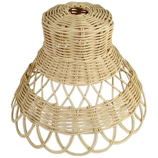 LOVIVER Boho Lampenschirm - Handgefertigter Gewebter Retro-Rattan-Pendelleuchtenschirm zum Aufhängen für Esszimmer, Teehaus, Schlafzimmer, Hotel