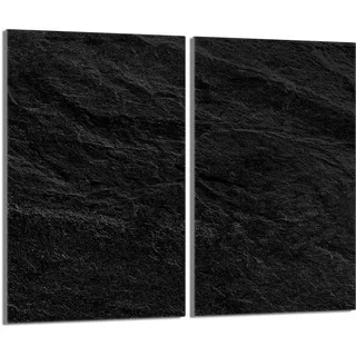 Herdabdeckplatten 2-Teilig 2x30x52 cm Ceranfeldabdeckung Küche Elektroherd Induktion Herdschutz Spritzschutz Glasplatte Schneidebrett aus Gehärtetem Glas, Schiefer Schwarz