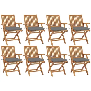 vidaXL Klappbare Gartenstühle mit Kissen 22,5 x 44,6 x 88 cm braun 8 St.