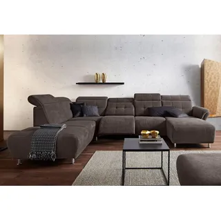 Home affaire Wohnlandschaft Manhattan U-Form, 2 Sitze mit elektrischer Relaxfunktion, verstellbare Armlehnen braun