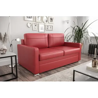 Friderik-EU Sofa Ledersofa Avanti III Schlafsofa aus natürlichem Leder, mit Bettkasten, mit Schlaffunktion, Wellenfedern, T35 Schaum – 167 cm rot