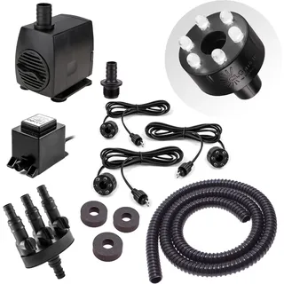 Springbrunnen Pumpe Set SP3-S mit LED für Säulenbrunnen Kugelbrunnen Wasserspiel