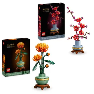 LEGO Saisonales Blumen-Bundle – Enthält die Bausets Chrysantheme (10368) & Pflaumenblüte (10369) für Erwachsene – Kunstpflanzen-Dekoration – Geschenk zum Valentinstag für Frauen & Männer
