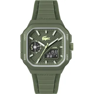 Lacoste Uhr mit DREI-Zeiger-Quarzwerk Kollektion LC33 Square mit Silikonarmband - Erhältlich aus Blau, Grün oder Weiss