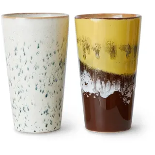 HKliving - 70's Latte Macchiato Becher, 300 ml, brine (2er-Set)