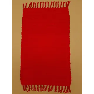 Kottig Fleckerl Handweb Teppich Fleckerlteppich Uni 80x160 Garmisch Flickenteppich Einfarbig (Rot)