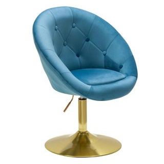 Wohnling Sessel WL6.301, höhenverstellbar, Loungesessel, drehbar, Samt, blau