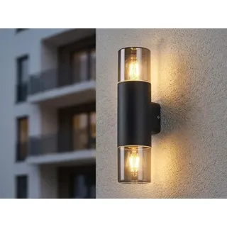 meine wunschleuchte Außenwandleuchte Aluminium/Kunststoff 33,0 cm inkl. E27 LED-Lampe Schwarz/Rauchfarbig