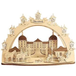 holzkunst schoenberg 3D LED Schwibbogen Dresden Schloss Moritzburg beige