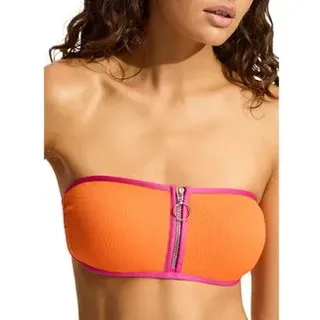 Seafolly - Beach Bound Zip Front Bandeau Bikini Top Damen turmeric - orange