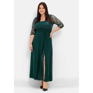 Abendkleid SHEEGO "Große Größen" Gr. 56, Normalgrößen, grün (tiefgrün) Damen Kleider Lange mit weitem Rockteil