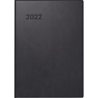 BRUNNEN 1071311902 Taschenkalender Modell 713, 2 Seiten = 1 Woche, 7,2 x 10,2 cm, Kunststoff-Einband schwarz, Kalendarium 2022