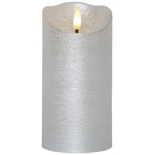 Star Trading Rustik LED Echtwachs Stumpenkerze 15 cm silber
